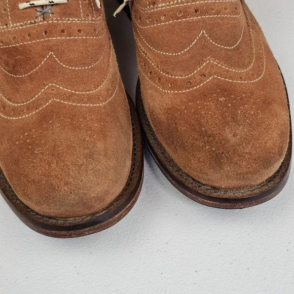 Ted Baker London Guri Mens Sz 10 Suede Wingtip Brogue Oxford Shoes Brown - Picture 7 of 11